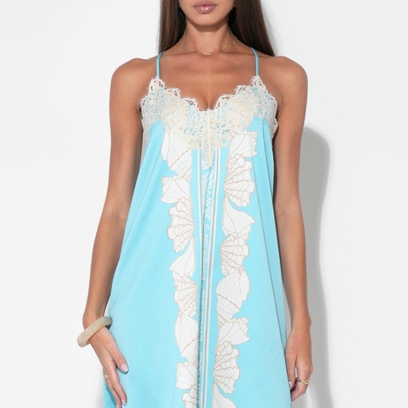 Adelyn Rae Blue Lace-Trim Chemise Nightdress - Picture 3 of 6